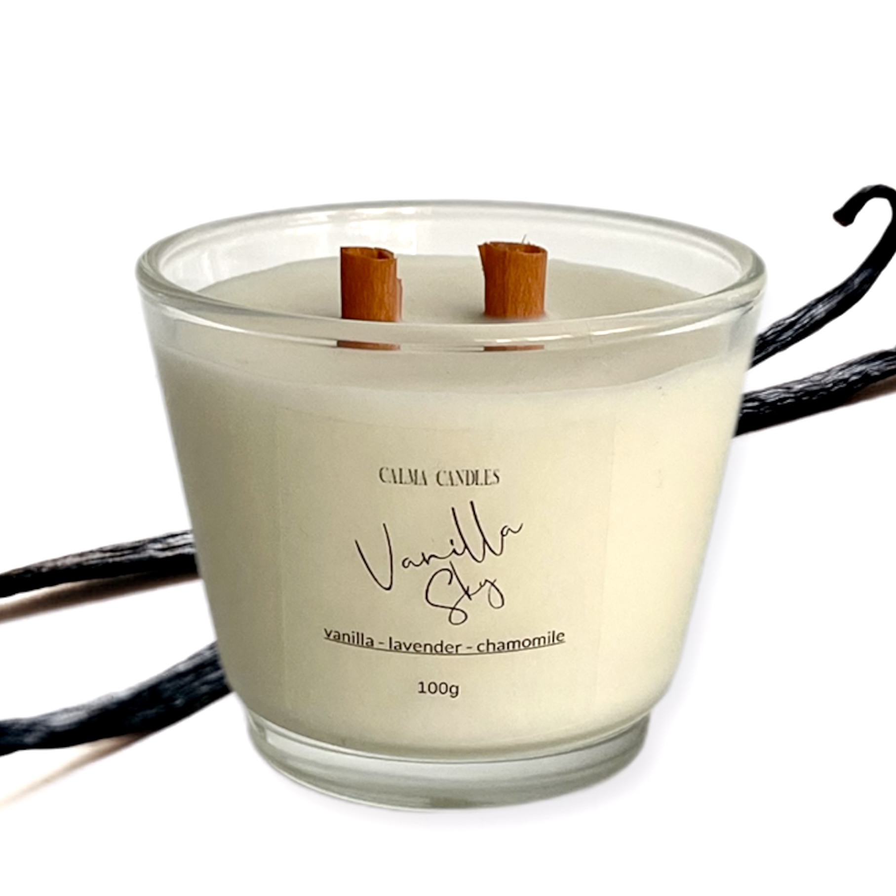 Ručne odlievaná sójová sviečka v skle Vanilla Sky, 100g