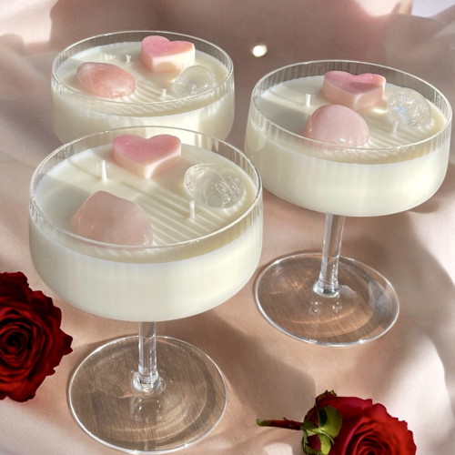 Sójová sviečka v svietniku so srdcom, Krištáľom a Ruženínom