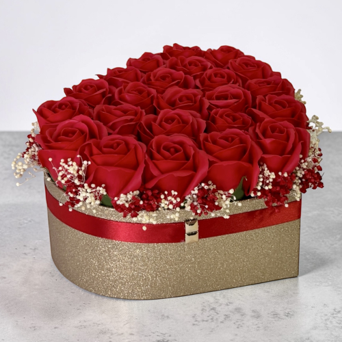 Luxusný kvetinový box s červenými ružami Rose Glamour