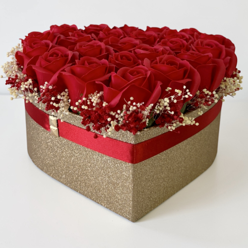 Luxusný kvetinový box s červenými ružami Rose Glamour