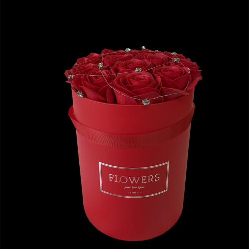 Červený kvetinový box Red Roses, veľ.L