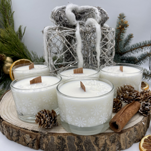 Vianočná sójová sviečka - Snehová vločka, 150g