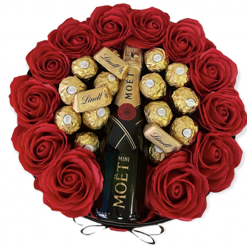 Luxusný flower box Roses and Champagne