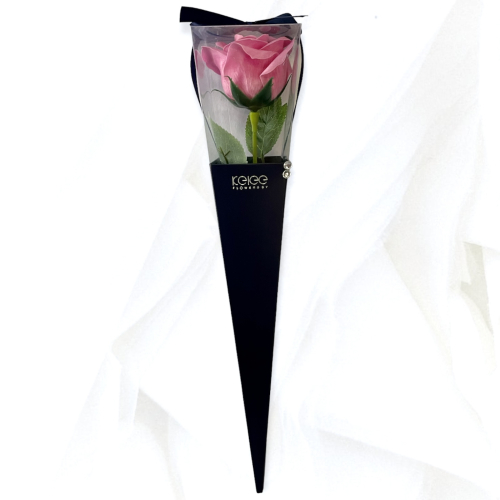 Ružová mydlová ruža vo vysokej darčekovej krabičke